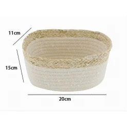 CESTINO PORTA BIANCHERIA OGGETTI IN VIMINI INTRECCIATO BICOLORE 20X15X11CM 10674