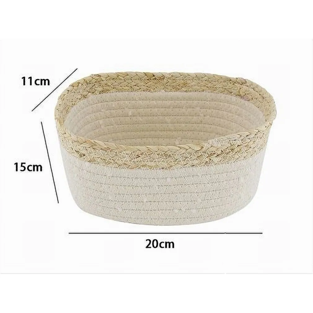 CESTINO PORTA BIANCHERIA OGGETTI IN VIMINI INTRECCIATO BICOLORE 20X15X11CM 10674