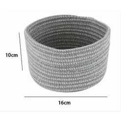 CESTINO PORTA OGGETTI CESTO TESSUTO INTRECCIATO GRIGIO TONDO CASA 16X10 CM 10643