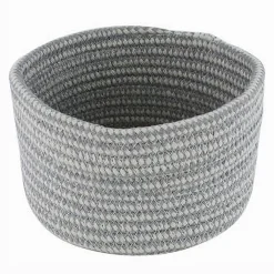 CESTINO PORTA OGGETTI CESTO TESSUTO INTRECCIATO GRIGIO TONDO CASA 16X10 CM 10643
