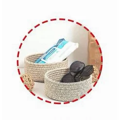 CESTINO PORTA OGGETTI CESTO IN TESSUTO INTRECCIATO ROTONDO CASA 18 X 11 CM 10641