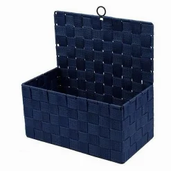CESTINO PORTA OGGETTI CESTO IN TESSUTO BLU ORGANIZER MULTIUSO PER CASA 79094