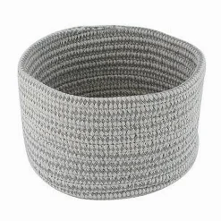 CESTINO PORTA OGGETTI CESTO TESSUTO INTRECCIATO GRIGIO TONDO CASA 18X11 CM 10644