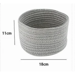 CESTINO PORTA OGGETTI CESTO TESSUTO INTRECCIATO GRIGIO TONDO CASA 18X11 CM 10644