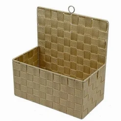 CESTINO PORTA OGGETTI CESTO IN TESSUTO BEIGE ORGANIZER MULTIUSO PER CASA 79093