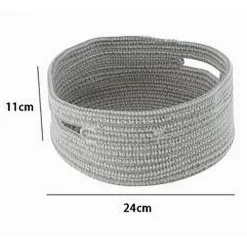 CESTINO PORTA OGGETTI CON MANICI CESTO TESSUTO INTRECCIATO ROTONDO 24X11CM 10638