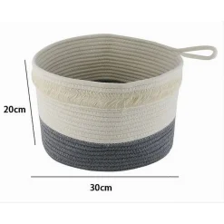 CESTINO PORTABIANCHERIA OGGETTI CORDA INTRECCIATA CESTO ORGANIZER 30X20 CM 10656
