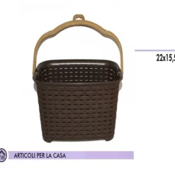 CESTINO PORTAMOLLETTE CESTO PORTA MOLLETTE EFFETTO RATTAN IN PLASTICA COLORATO