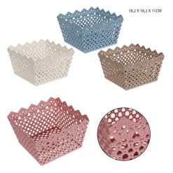 CESTINO PORTATUTTO OGGETTI CESTO MULTIUSO PLASTICA QUADRATO 18.2X18.2X11CM 79474