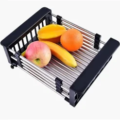 CESTINO REGOLABILE PER LAVELLO SCOLAPIATTI TELESCOPICO CESTELLO STOVIGLIE CUCINA