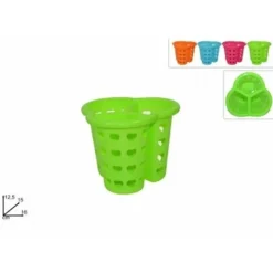 CESTINO SCOLAPOSATE SCOLA PORTA POSATE CUCINA PLASTICA COLORATO CUORI 3 SCOMPARTI