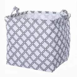 CESTO CONTENITORE PORTA BIANCHERIA BUCATO MANICI TESSUTO GRIGIO 33X33X31CM 79206