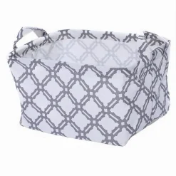 CESTO CONTENITORE PORTA BIANCHERIA BUCATO MANICI TESSUTO GRIGIO 20X15X16CM 79202