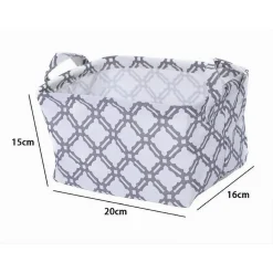 CESTO CONTENITORE PORTA BIANCHERIA BUCATO MANICI TESSUTO GRIGIO 20X15X16CM 79202