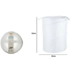 CESTO CONTENITORE PORTA BIANCHERIA BUCATO GIOCHI PIEGHEVOLE 42X50CM BIANCO 79850