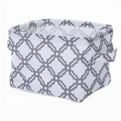 CESTO CONTENITORE PORTA BIANCHERIA BUCATO MANICI TESSUTO GRIGIO 26X20X16CM 79204