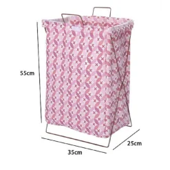 CESTO CONTENITORE PORTA BIANCHERIA PIEGHEVOLE PANNI SPORCHI BAGNO 79213 ROSA