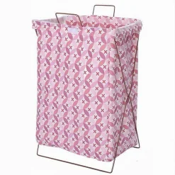 CESTO CONTENITORE PORTA BIANCHERIA PIEGHEVOLE PANNI SPORCHI BAGNO 79213 ROSA