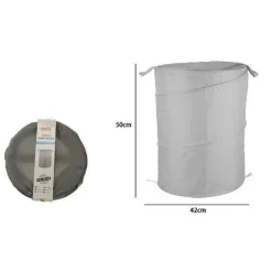 CESTO CONTENITORE PORTA BIANCHERIA BUCATO GIOCHI PIEGHEVOLE 42X50CM GRIGIO 79855