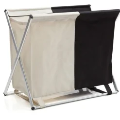 CESTO CONTENITORE PORTA BIANCHERIA BUCATO 2 SCOMPARTI PANNI SPORCHI BAGNO