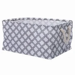 CESTO CONTENITORE PORTA BIANCHERIA BUCATO MANICI TESSUTO GRIGIO 43X32X25CM 79208