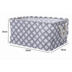 CESTO CONTENITORE PORTA BIANCHERIA BUCATO MANICI TESSUTO GRIGIO 43X32X25CM 79208