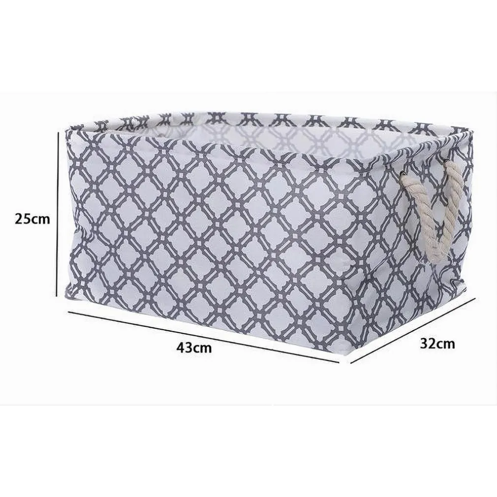 CESTO CONTENITORE PORTA BIANCHERIA BUCATO MANICI TESSUTO GRIGIO 43X32X25CM 79208