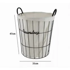 CESTO CONTENITORE PORTA BIANCHERIA TESSUTO CON STRUTTURA IN METALLO BAGNO 10629