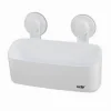 CESTO CONTENITORE PORTA OGGETTI A VENTOSA BIANCO ACCESSORI BAGNO 24X8X11CM 59552