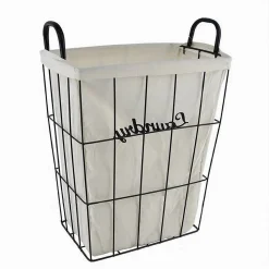 CESTO CONTENITORE PORTABIANCHERIA IN TESSUTO CON STRUTTURA IN METALLO BAGNO 10630
