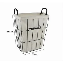 CESTO CONTENITORE PORTABIANCHERIA IN TESSUTO CON STRUTTURA IN METALLO BAGNO 10630