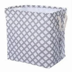 CESTO CONTENITORE PORTABIANCHERIA BUCATO MANICI TESSUTO GRIGIO 47X33X42.5CM 79210