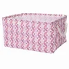 CESTO CONTENITORE PORTABIANCHERIA BUCATO CON MANICI TESSUTO ROSA 43X32X25CM 79207