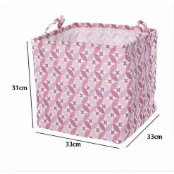 CESTO CONTENITORE PORTABIANCHERIA BUCATO CON MANICI TESSUTO ROSA 33X33X31CM 79205