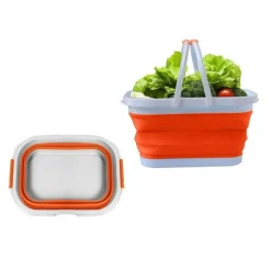 CESTO PIEGHEVOLE IN SILICONE MULTIUSO BAGNO CUCINA PIC NIC ALIMENTI 38X27X19CM