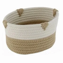 CESTO PORTA BIANCHERIA BICOLORE IN TESSUTO INTRECCIATO CESTINO 20X15X11 CM 10658