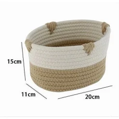 CESTO PORTA BIANCHERIA BICOLORE IN TESSUTO INTRECCIATO CESTINO 20X15X11 CM 10658