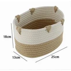 CESTO PORTA BIANCHERIA BICOLORE IN TESSUTO INTRECCIATO CESTINO 25X18X13CM 10659