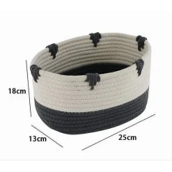 CESTO PORTA BIANCHERIA BICOLORE IN TESSUTO INTRECCIATO CESTINO 25X18X13 CM 10663