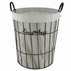 CESTO PORTA BIANCHERIA CONTENITORE IN TESSUTO CON STRUTTURA METALLO BAGNO 10632