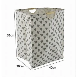 CESTO PORTA BIANCHERIA CUORI GRIGI CONTENITORE PANNI SPORCHI RICHIUDIBILE 10622