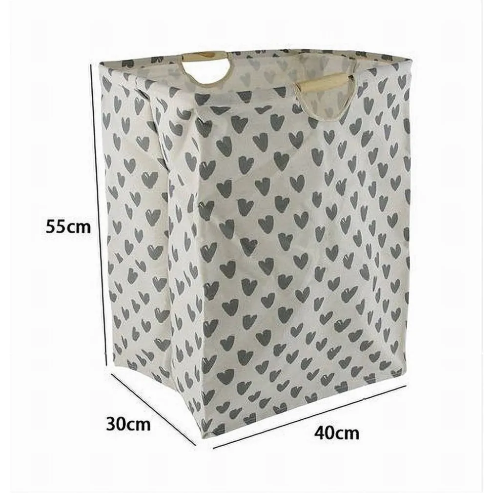 CESTO PORTA BIANCHERIA CUORI GRIGI CONTENITORE PANNI SPORCHI RICHIUDIBILE 10622