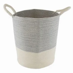 CESTO PORTA BIANCHERIA OGGETTI IN CORDA INTRECCIATA 35 X 40 CM CON MANICI 10680