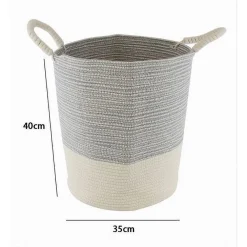 CESTO PORTA BIANCHERIA OGGETTI IN CORDA INTRECCIATA 35 X 40 CM CON MANICI 10680