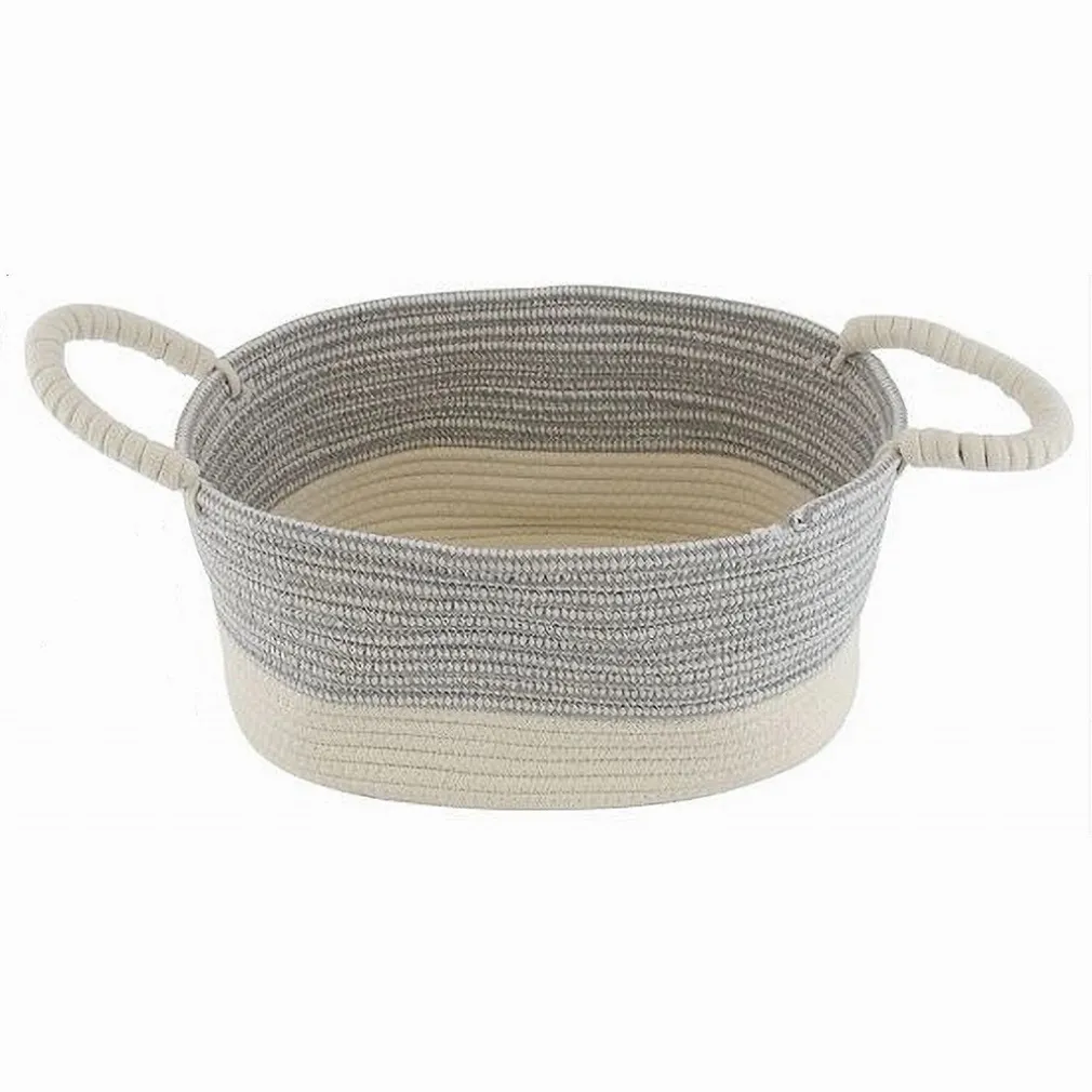 CESTO PORTA BIANCHERIA OGGETTI CORDA INTRECCIATA OVALE MANICI 35X25X16 CM 10679