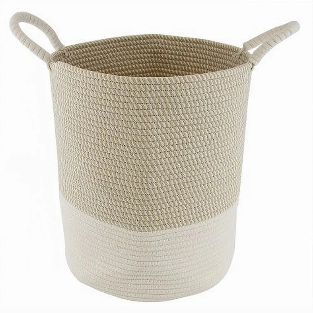 CESTO PORTA BIANCHERIA OGGETTI IN CORDA INTRECCIATA CON MANICI 35 X 40 CM 10678