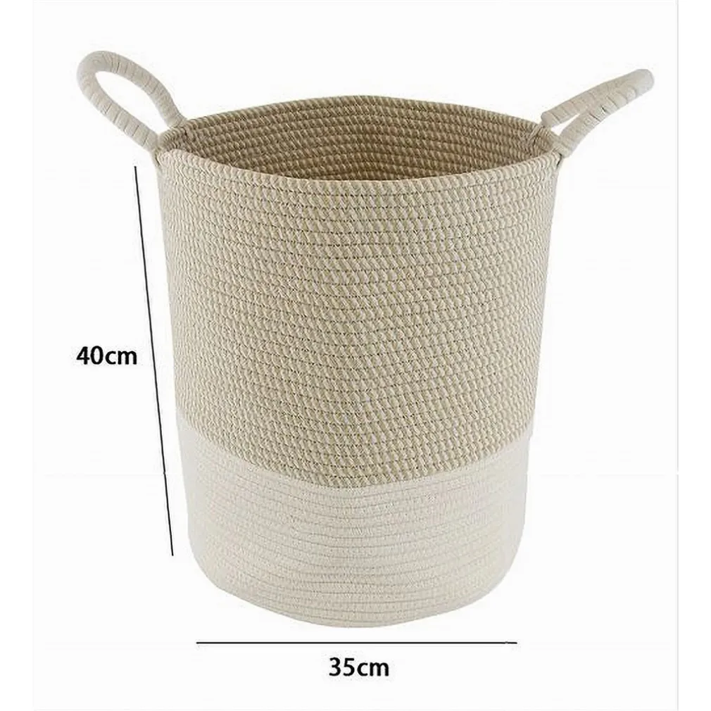 CESTO PORTA BIANCHERIA OGGETTI IN CORDA INTRECCIATA CON MANICI 35 X 40 CM 10678