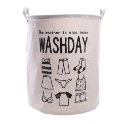 CESTO PORTA BIANCHERIA PIEGHEVOLE IN STOFFA BICOLOR CON MANICI 41 X 23 X 56 CM