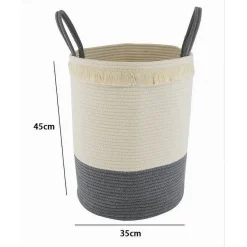 CESTO PORTA BIANCHERIA SPORCA CORDA INTRECCIATA BORSA CON MANICI 35X45 CM 10654