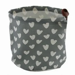 CESTO PORTA OGGETTI CON CUORI IN TESSUTO CON MANICO BAGNO CUCINA 25X28CM 10612